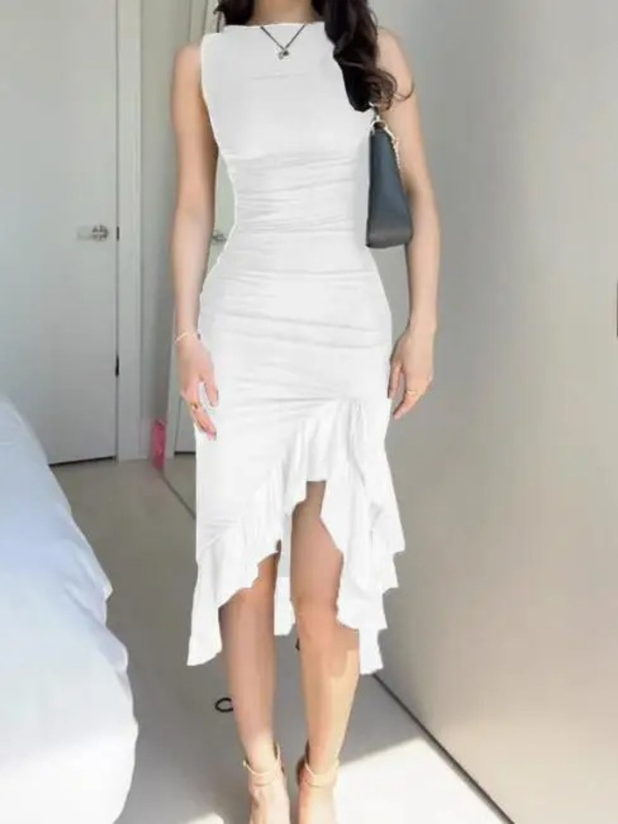 Vestido Com Babados em Tule  Marina