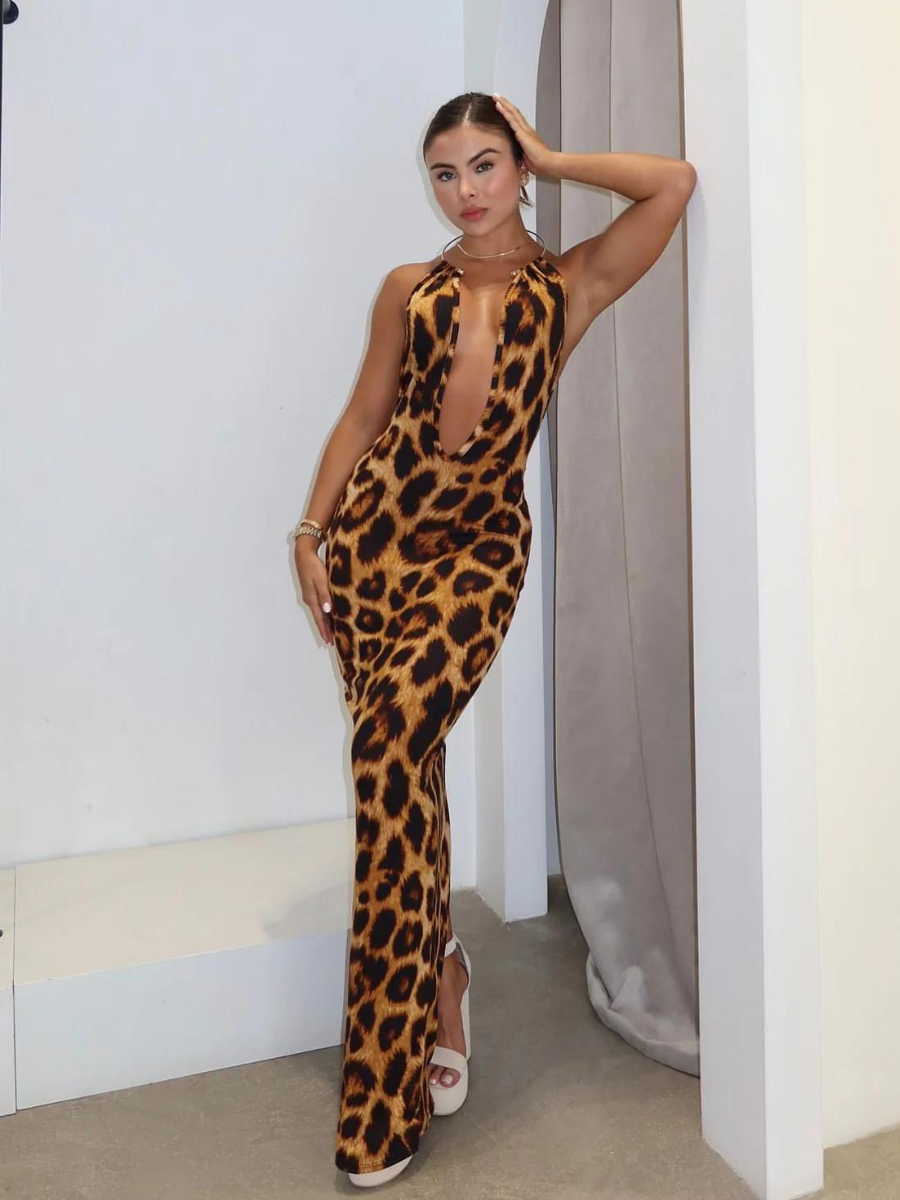 Vestido Longo Animal Print Leona