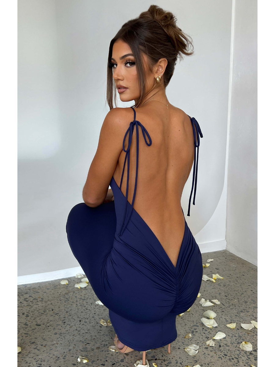 Vestido Longo Costas Aberta Sanya Azul